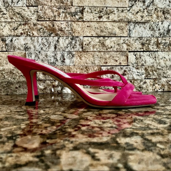 Jimmy Choo MAELIE 70 Pink Suede Thong Mules - Picture 2 of 4